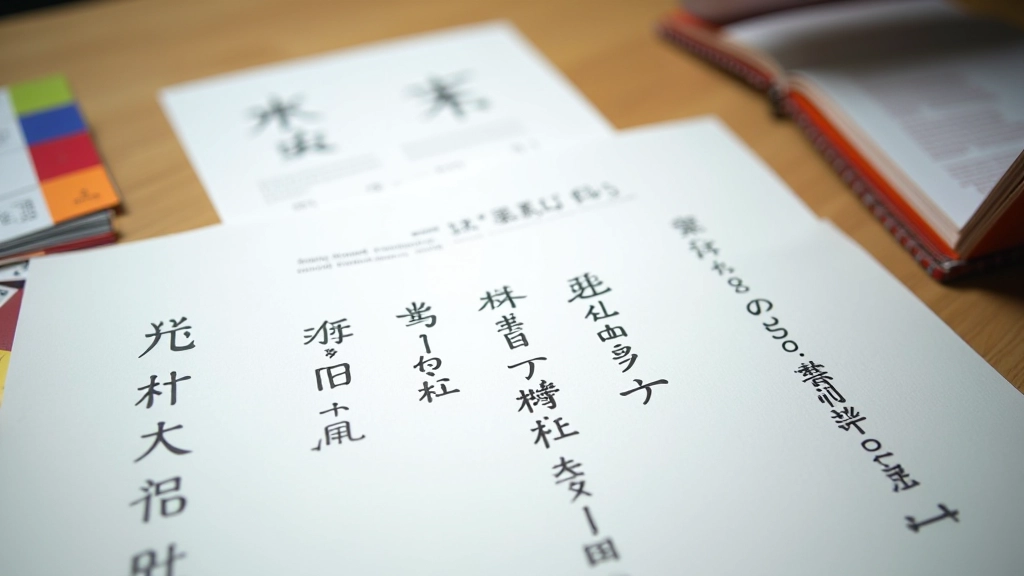 Close-up of printed font specimens showing Latin and Chinese characters side by side