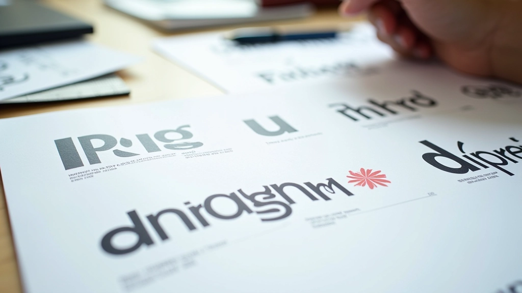 Detailed typography design documentation showing font pairings for multiple scripts